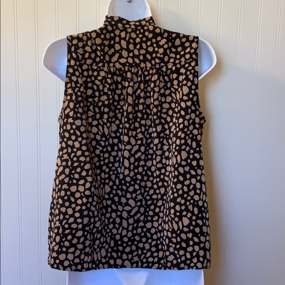 XXI Black and Tan Sleeveless Button Tie Neck SZ S - Picture 4 of 6